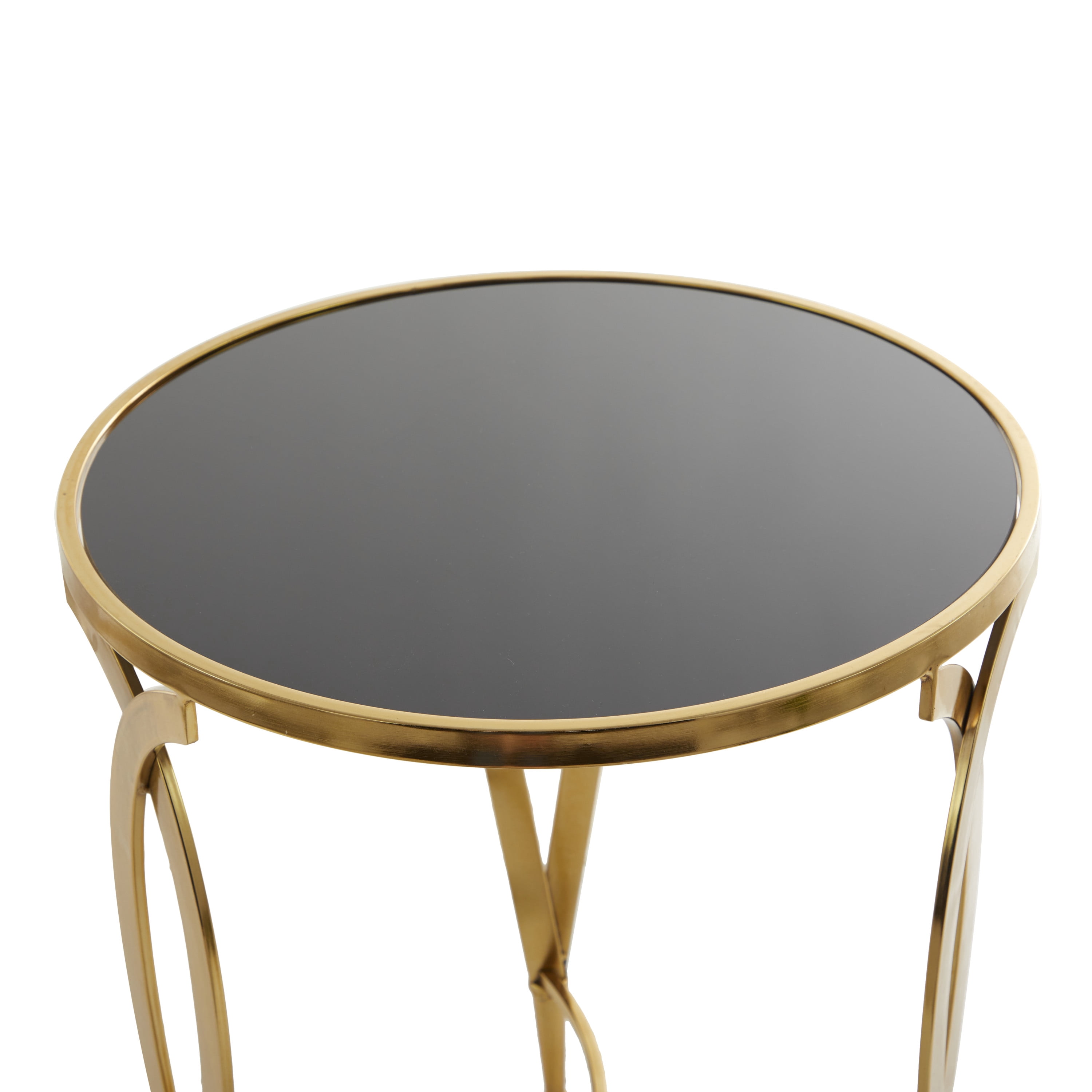 DecMode 20" x 27" Black Metal Accent Table with Black Top, 1-Piece