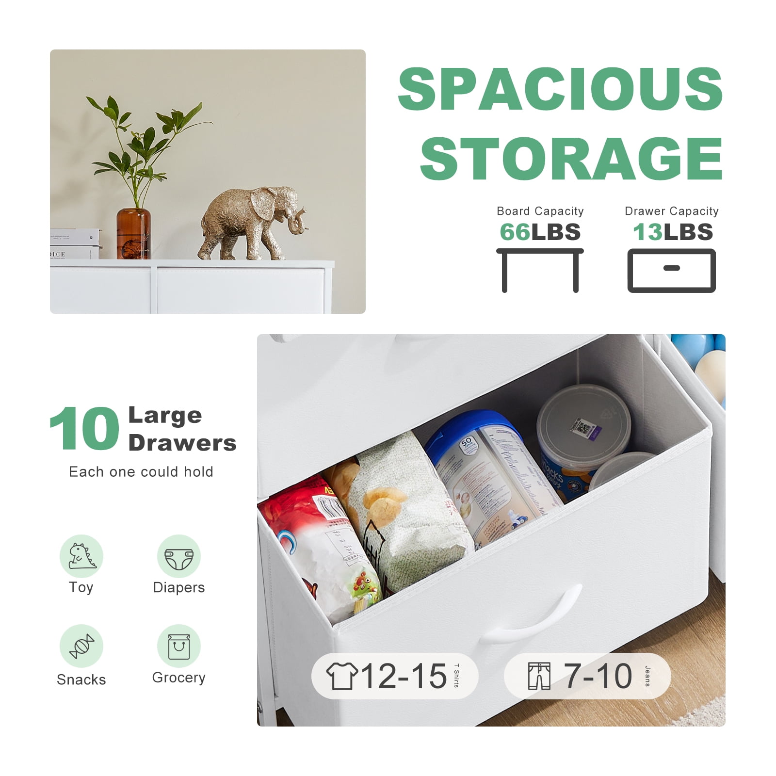 Aidoly Wooden 10-Drawer Storage Organizer for Bedroom, Living Room, Hallway, Entryway