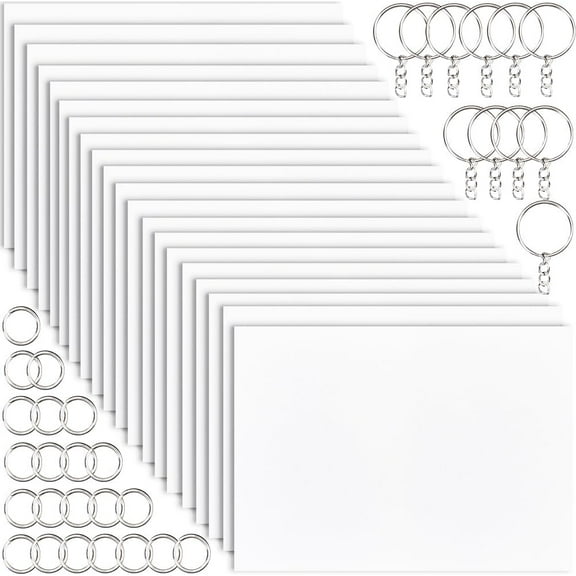 20 Pcs Shrink Plastic Sheet 7.9 x 5.7 inch Blank Shrink Film Paper with Iron Key Ring Sanded Shrink Paper Sheets for Creative Craft DIY Ornaments Craft Keychain Making Kits Mixed Color