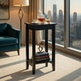 thumbnail image 3 of Demi Bonn End Side Table, Bed and Sofa Side Table, 2-Tier Nightstand End Side Wooden Legs Table, for Living Room, Bedroom, Black, 3 of 8