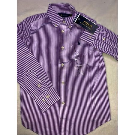 Polo Ralph Lauren PURPLE Boys Polo Stripe Shirt, US 5