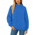 thumbnail image 5 of Womens Oversized Mock Neck Sweatshirts,Long Sleeve Pullover Plus Size Thick Tops,2025 Casual Fall Winter Outfits With Pockets Blue XXL, 5 of 7