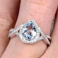 thumbnail image 4 of 10k White Gold 2 Carat 8x5mm Pear Shape Aquamarine Engagement Rings With Diamonds Halo, 4 of 5