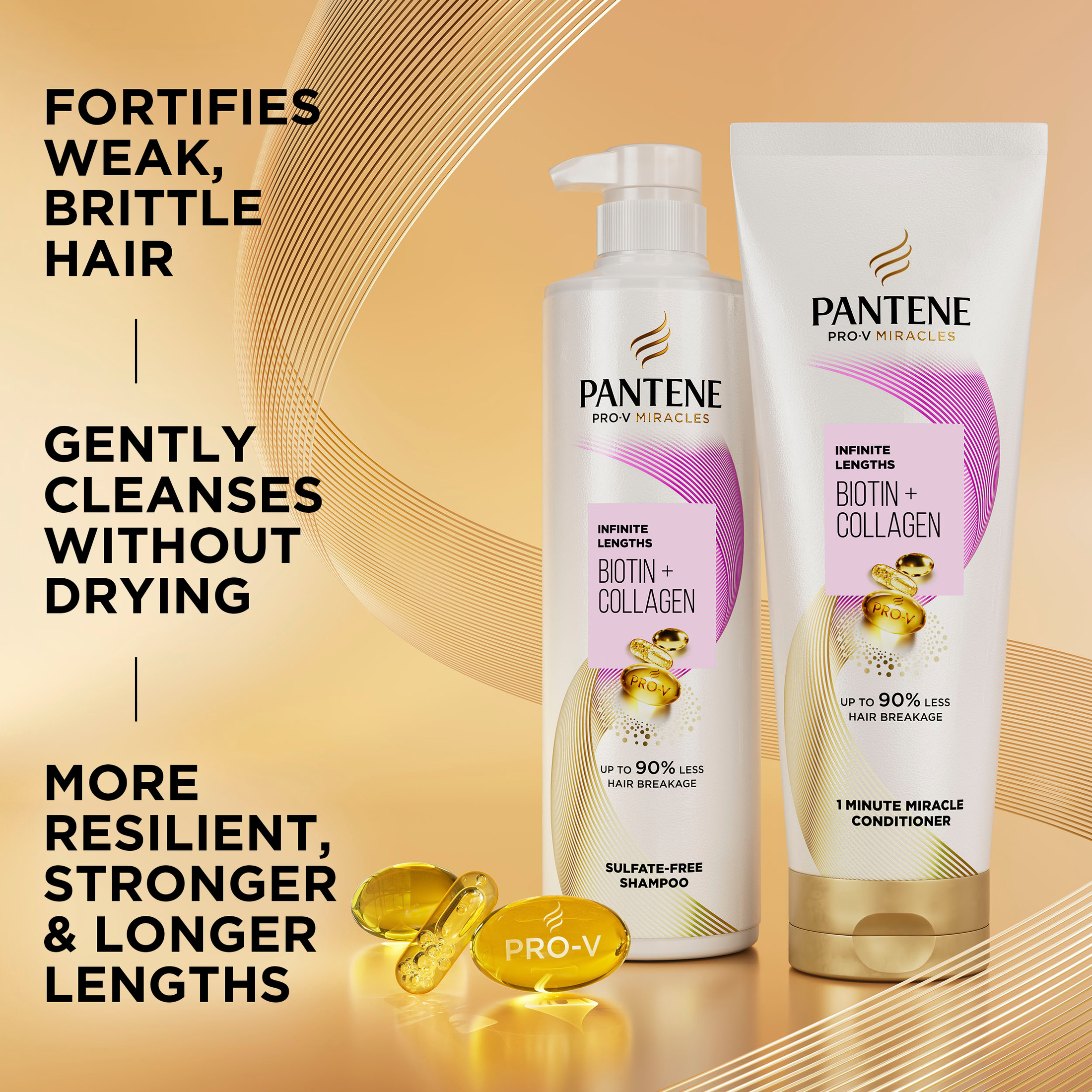 Pantene Pro-V Miracles Infinite Lengths Biotin Shampoo, 13.5 fl oz photo 2