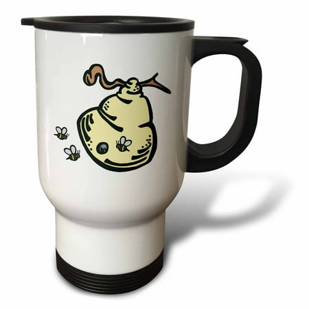 3drose, Cute Bee Hive and Bees Nature Summer Design, 14oz Stainless Steel Travel Mug