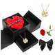 thumbnail image 1 of Flores Rosa Eterna Y Collar De Corazón Regalo Para Mujeres Xtellar negro, 1 of 3