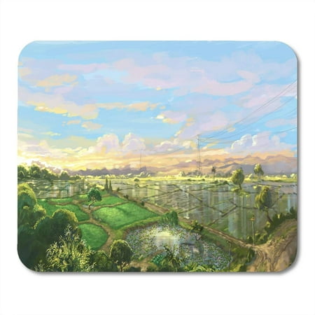 LADDKE Colorful Painting Sunset Rice Field in Rainy Season Digital Mousepad Mouse Pad Mouse Mat 9x10