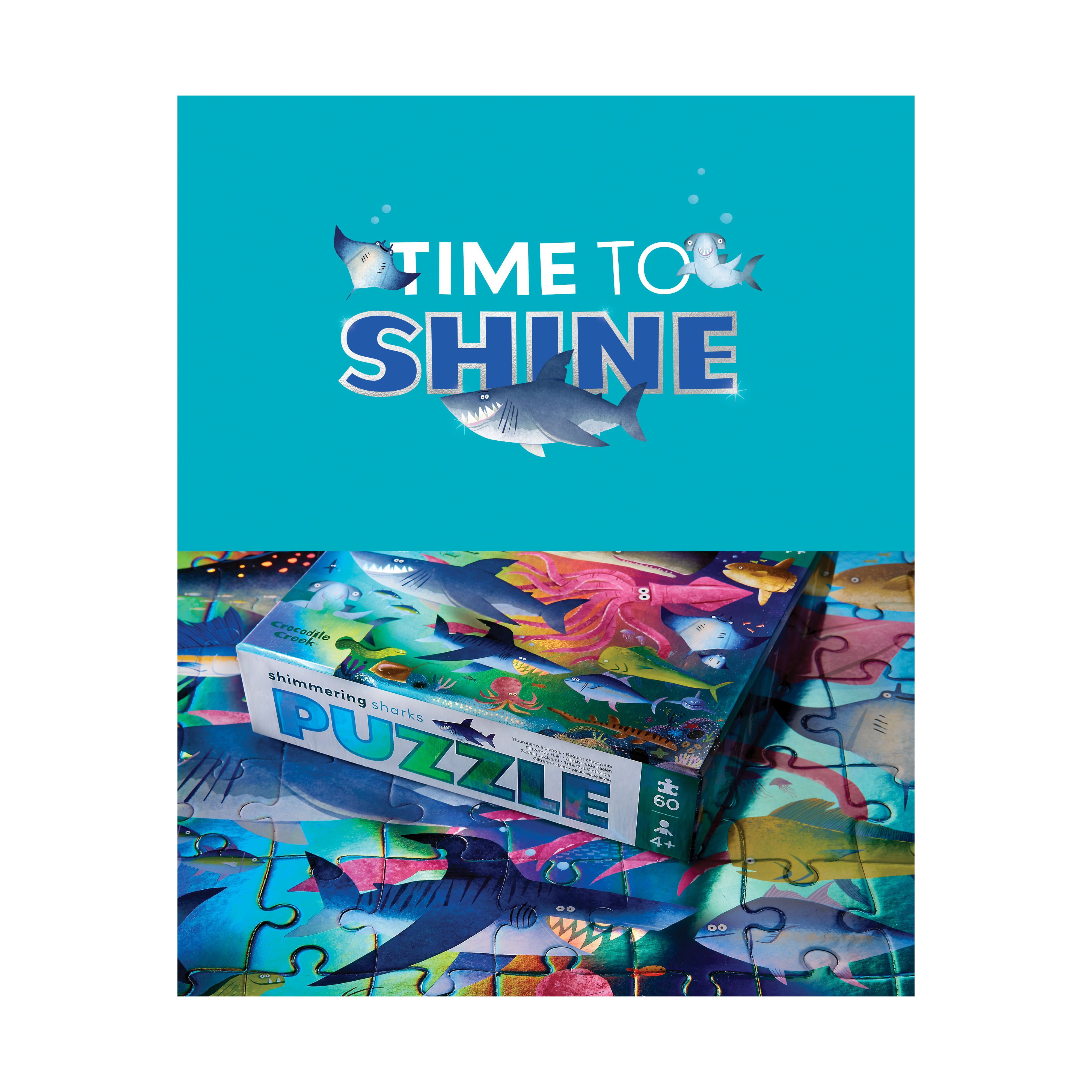 Crocodile Creek Shimmering Sharks Holographic Foil Puzzle: 60 Pcs