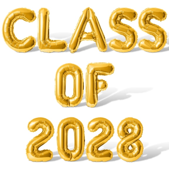 Letter Balloons - CLASS OF 2028 16" Inch Alphabet Letters Foil Mylar Balloon Graduation Party Banner (Gold)