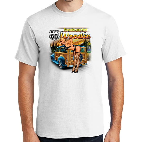 Buy Cool Shirts First Woodie Rt Route 66 Cotton T-shirt, 3XL White