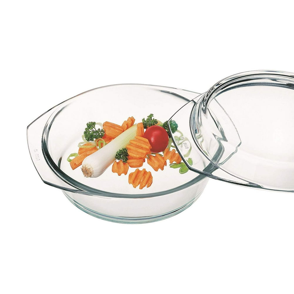 Clear Round Glass Casserole by Simax With Lid, Heat, Cold and Shock