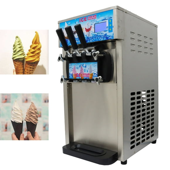 INTBUYING Machine à Crème Glacée Commerciale Soft Service Cream Maker Écran LCD Sorbetière avec 3 Saveurs 110V 4.5L*2