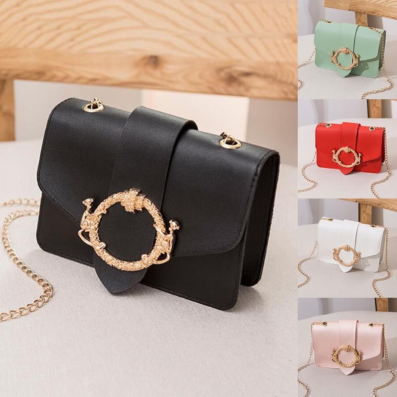 Women's PU Leather Chains Crossbody Bags Small Lock Shoulder Bag