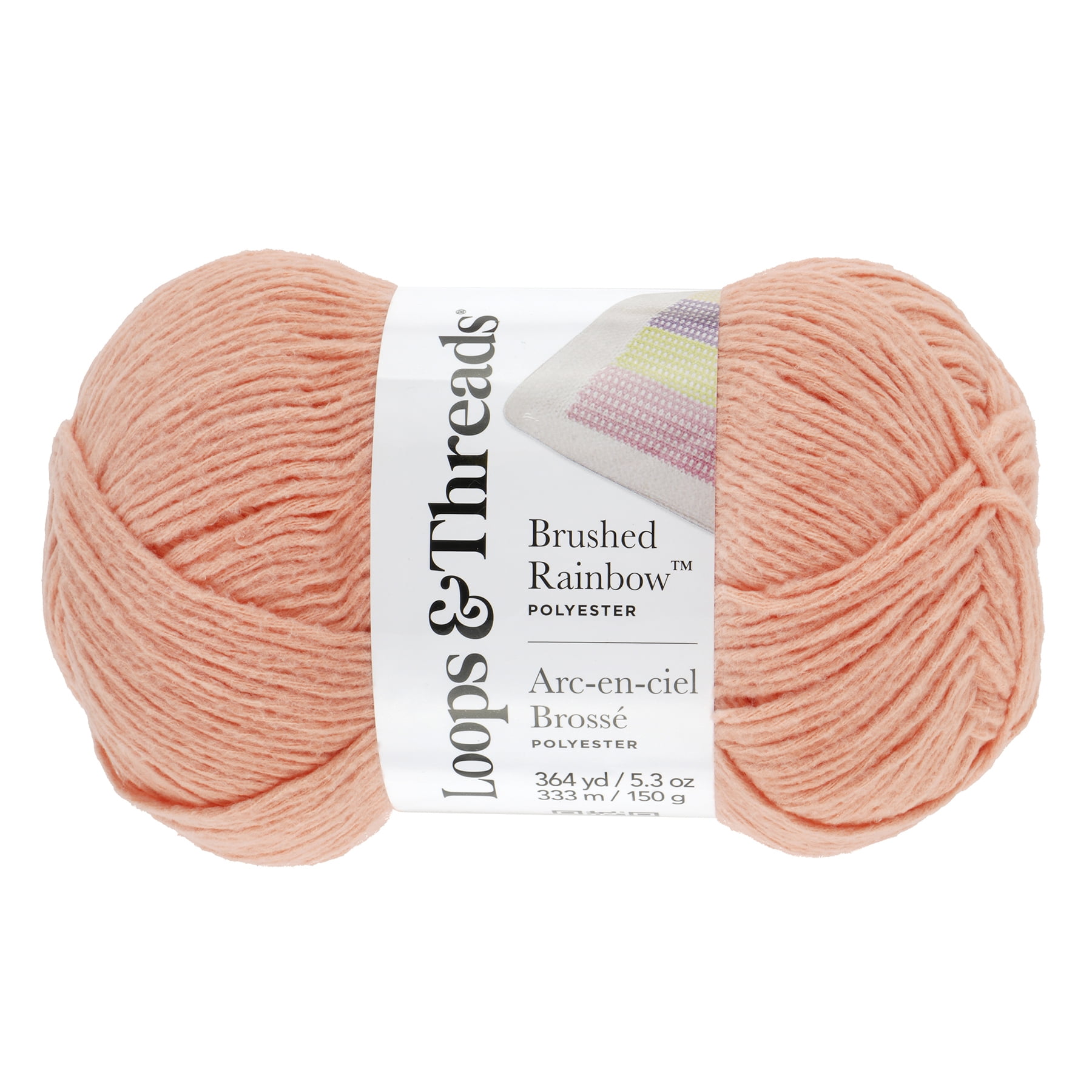 (3 pack) Baby Rainbow Yarn by Loops & Threads - Yarn for Knitting - Crochet - Weaving - and Arts & Crafts - Peach Pink - Polyester - 5.3 oz