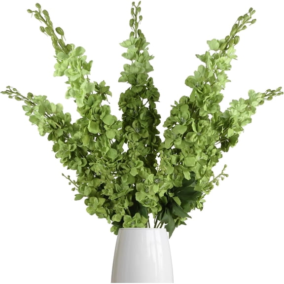 43.3" Green Delphinium Artificial Flowers 5PCS Faux Delphinium Flowers Larkspur Long Stem Artificial Flowers for Wedding Table Centerpieces Home Garden Decor(Green)