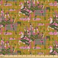 thumbnail image 2 of Ambesonne Medieval Fabric by the Yard Upholstery, Knights Cheering Ladies, 1 Yard, Amber Pink and Taupe, 2 of 5
