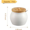 thumbnail image 4 of GZhLonKiMa Ceramic Sugar Bowl with Bamboo Lid and Spoon, 11 Oz White Porcelain Sugar Salt Container Holder, Cute Farmhouse Condiment Pot for Creamer, Spice, Sugar Cube, Ghee, Coffee Bar, Countertop, 4 of 7