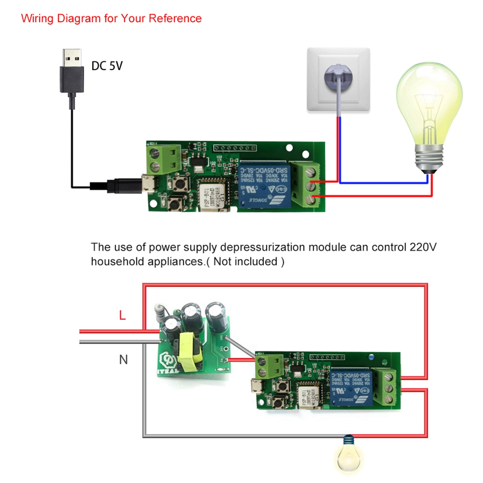 Ametoys 2PCS eWeLink USB DC5V Wifi Switch Wireless Relay Module Smart Home  Automation Modules Phone APP Remote Control Timer Switch Home Voice Control  for Access Control System Inching/Self-Lockin - Walmart.com