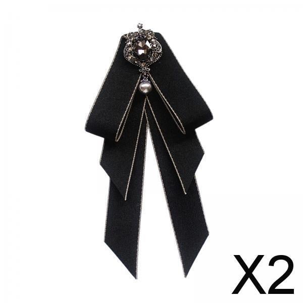 Corbata de moño,Pajarita con lazo preatada para mujer,Vestidos elegantes con broche de cinta y pajaritas,Corbata de fiesta con diamantes de imitación y longitud ajustable,Accesorios de mujer