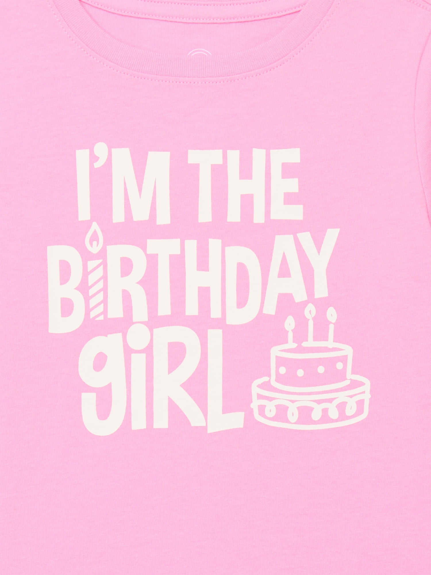 Wonder Nation Birthday Toddler Girl Graphic Tee with Short Sleeves, Sizes 12M-5T