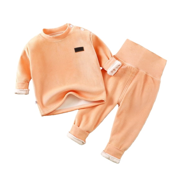 Mercatoo Toddler Boys Girls Fleece Lined Thermal Set, High Waist Base Layer Pants and Long Sleeve Top, Cozy Winter Sleepwear