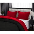 thumbnail image 5 of D.N.G. BEDDINGS 5 Piece Luxury Reversible Diamond Pattern Comforter Set Premium Super Soft, All Season 800 TC, 100% Egyptian Cotton Super King Size Black/Red Solid Color, 5 of 7