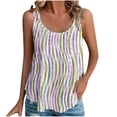 thumbnail image 2 of Puntoco Tops sin mangas para mujer Camiseta sin mangas holgada informal de verano con cuello redondo y estampado a la moda para mujer, 2 of 5