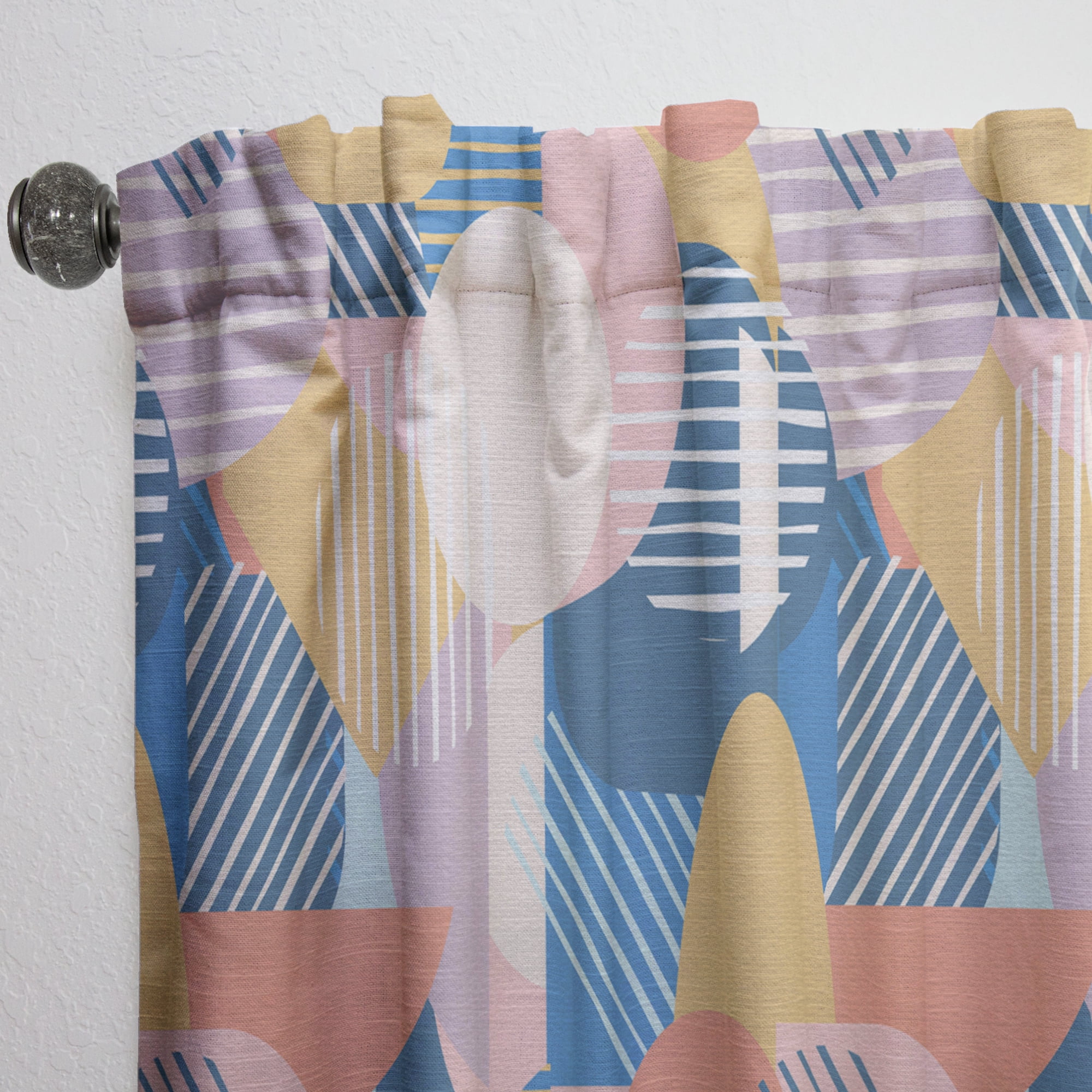 Designart 'Trendy Contemporary Geometry Retro Pattern' Mid-Century Modern Curtain Panel