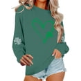 thumbnail image 4 of LEKWK St Patricks Day Tshirt Women Regular Fit Crew Neck Sweatshirts Long Sleeve Tops Sparkly Shamrock Beer Glass Graphic Party Wear, 4 of 6