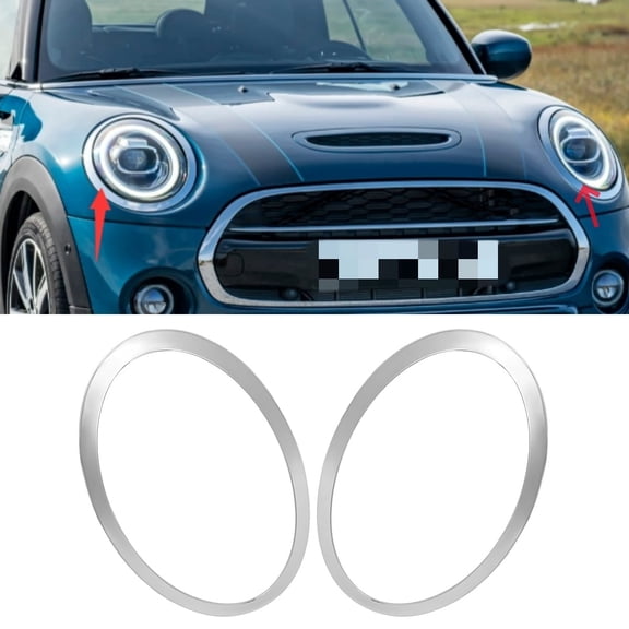 Kojem Pair Headlight Bezels for 2014-2024 Mini Cooper F55 F56 F57 Models Replacement for 51137449209 MC2506104 Headlamp Trim Driver & Passenger Side Plastic(ABS) Painted Silvery