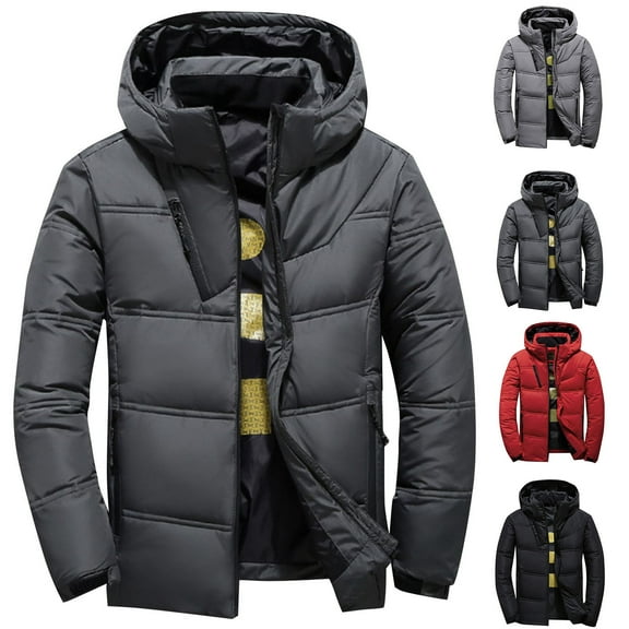 Brondbend Coats for Men Man Jacket Hooded Long Sleeved Zipper Pocket Outerwear Solid Color Casual Jacket Loose Fit Travel Tops Black