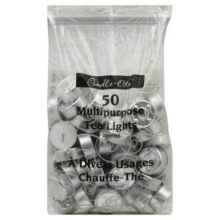 - Candle Lite 50 Pack Unscented Tea Light Candle, 50 tea lights