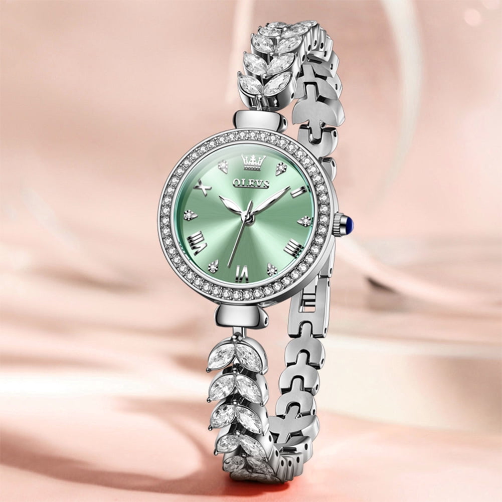 OLEVS Watches for Women Fashion Dress Analog Quartz Rose Gold Plated Stainless Steel Waterproof Luminous Luxury Ladies Watches Women Wrist Watches Gift Relojes para Mujer Pink/Purple/Green/Blue