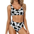 thumbnail image 3 of MKLEKYY Trajes De Baño Mujer 2 Piezas Women Two Piece Neck Bikini Crop Top High Cut Swimsuit Sporty High Waisted Bathing Suit With Bottoms, 3 of 5