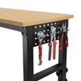 thumbnail image 4 of 48"x24"Adjustable Workbench with Power Outlet and Lockable Wheels, Rubber Wood Top Work Desk with Hook, Easy Assembly, Work Bench for Workshop, Office, Garage, Home, Black, 4 of 8