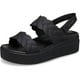 thumbnail image 1 of Sandalias de cuña Crocs Brooklyn tejidas de cuña baja negras para mujer, 1 of 7