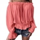 thumbnail image 3 of Blusas Elegantes con Hombros Descubiertos para Mujer, de Larga, con Volantes y Cintura Fruncida, Informales, para Fiesta, Grandes. Rosa XXXL, 3 of 8