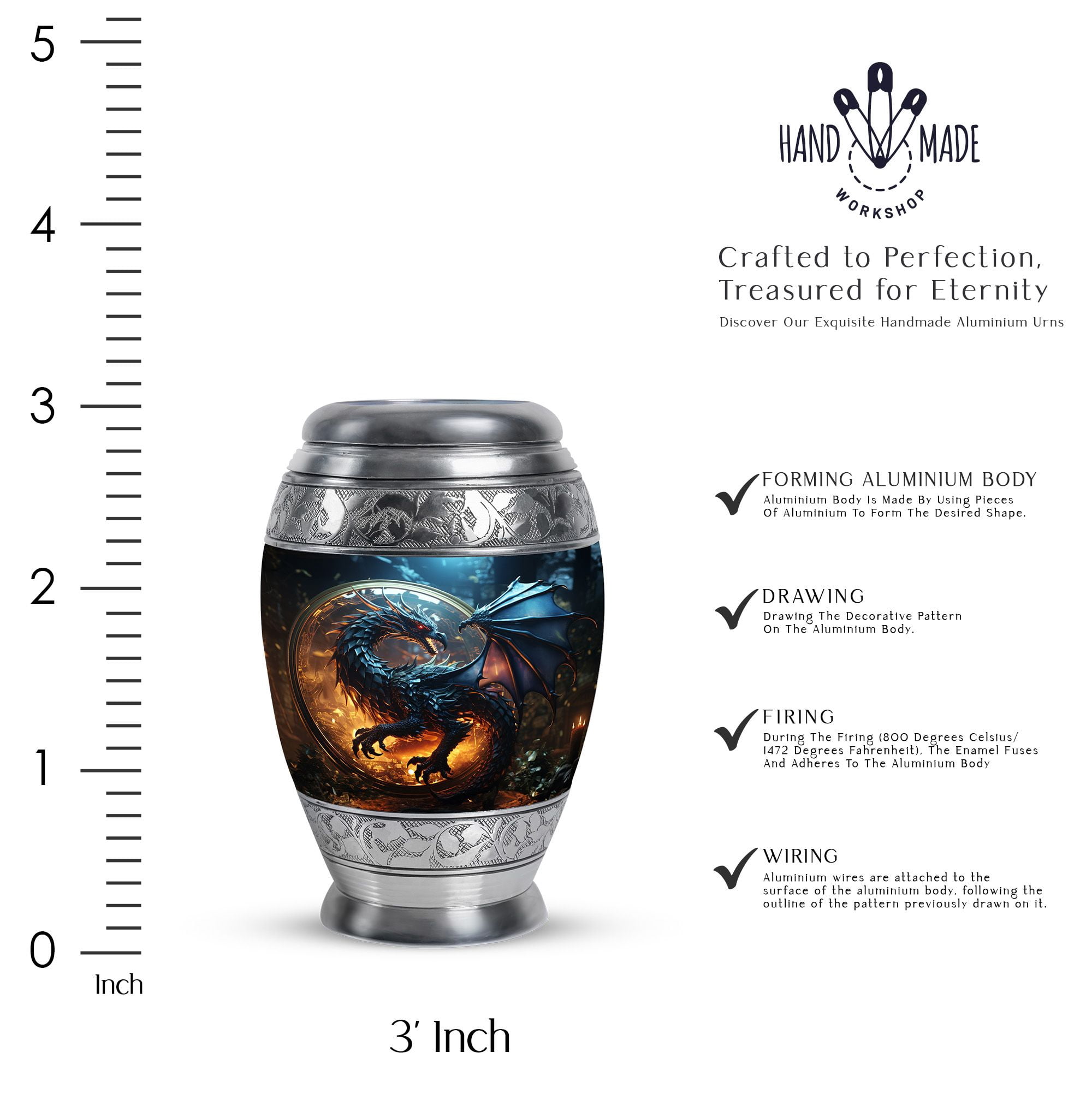 Dragon Globe Small Cremation Urns For Human Ashes - Mini Urns For Ashes - Cremation Urns For Human Ashes - Urns For Men Ashes Adult Male - Urns For Woman Human Ashes - Human Urns (Size - 3inch, Pcs1)