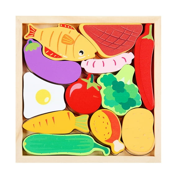 Kcavykas Toys, Model Airplanes Kids Wooden Vehicle Food Number Cognition Puzzle Learning Educational Toy