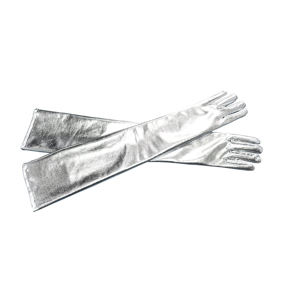 Sonducket Codo Guantes largos Estilo simple Mujer sexy Ropa Accesorio Niñas Vestir Ornamento Damas Banquete Fiesta Guante con color sólido guantes y mitones Plata Sonducket AP011288-05B