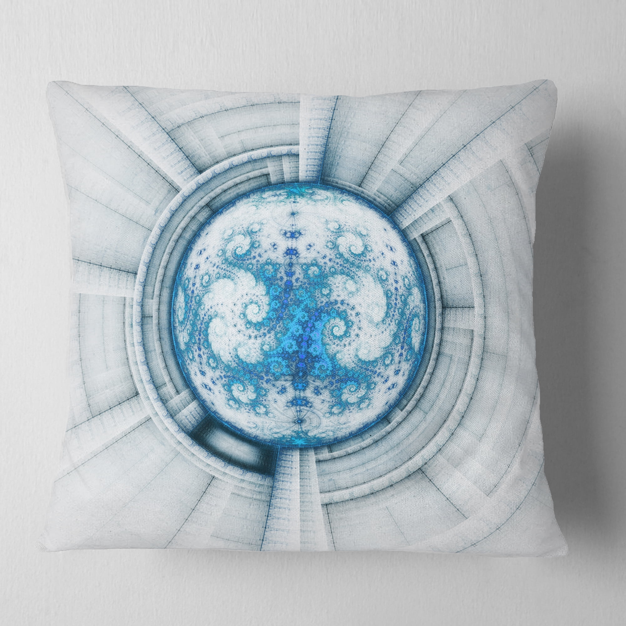 Designart 16" x 16" Blue Polyester Throw Pillow