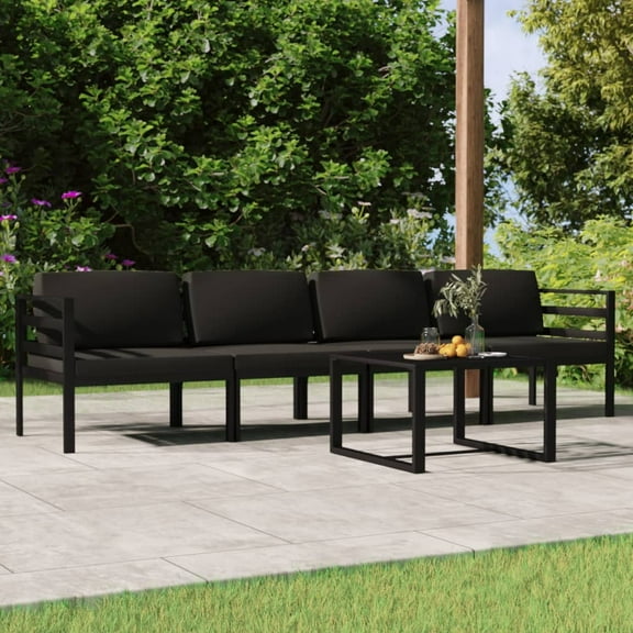 vidaXL 5 Piece Patio Lounge Set with Cushions Aluminum Anthracite, 3107778