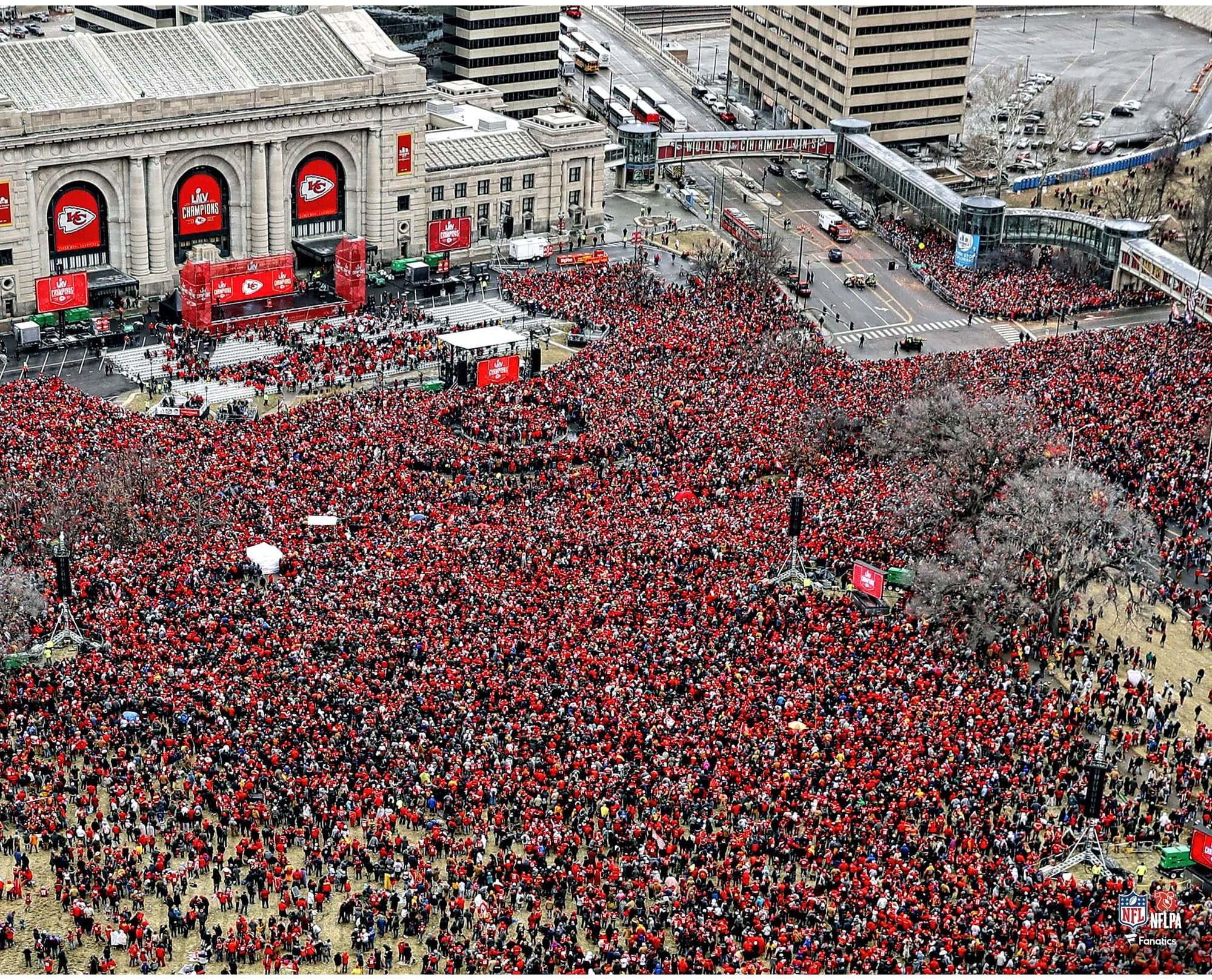 Kansas City Chiefs Unsigned Super Bowl LIV Parade Aerial Photograph