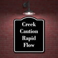 thumbnail image 2 of Creek Caution Rapid Flow BLACK Aluminum Composite Sign 15''x18'', 2 of 9