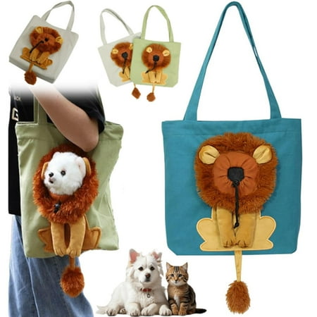 Lion Shaped Dog Bag  Lion Shaped Dog Carrying Bag  Cute Lion Shape Breathable Backpack  Pet Canvas Shoulder Bag  Large Capacity Breathable Pet Canvas Shoulder Bag