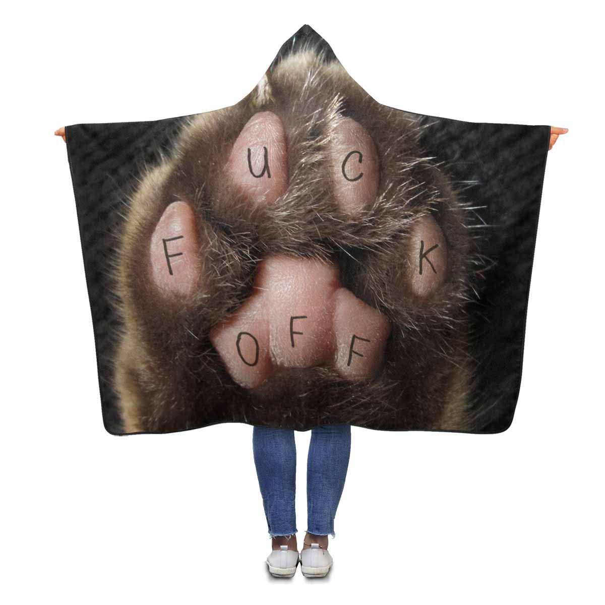 HATIART Funny Cat Paw Hooded Throw Blanket 56x80 inches Adults Girls