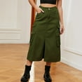 thumbnail image 2 of SMihono Womens Denim Long Skirts Front Split Denim Midi Cargo Y2k Casual Jean Skirts with Pockets Cargo Skirt Army Green 12, 2 of 3