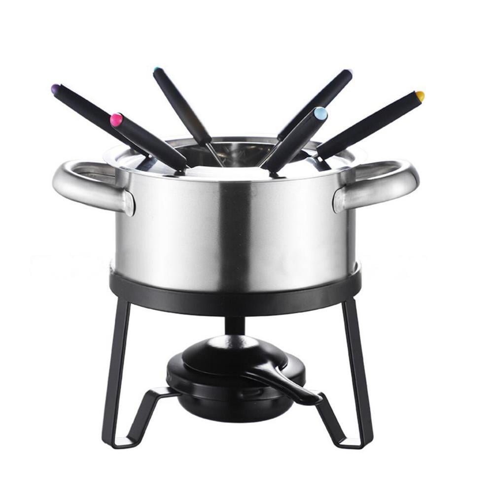 Ideal for Cheese Chocolate Ice Cream Broth Meat Fondue Cheese Fondue Meat Fondue Sets Stainless Steel Fondue Set Includes 6 Forks/6 Spoons/6 Bowls/1 Stove/1 Fire Boiler 