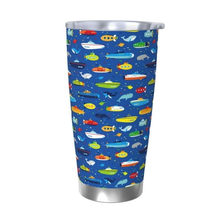 

Uemuo Submarines And Whales Print Travel Coffee Mug 20oz Double-walled Car Cup Stainless Steel Insulated Tumbler Leak-proof Travel Cup Reusable Straw Car Cup-Without Straw