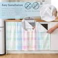 thumbnail image 5 of Blue Pink Plaid Sink Skirt 11"W x 13"L,Dustproof Under Sink Curtain Skirt for Bathroom Kitchen,Pastel Green White Buffalo Patchwork Adhesive Short Curtain Vanity Cover for Laundry Closet Shoe Rack, 5 of 8